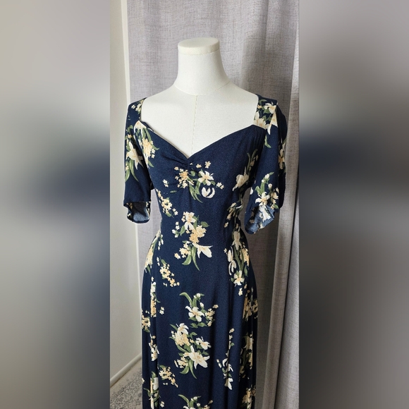 Reformation Floral Navy Midi Skirt | SIZE 12 - Picture 8 of 12